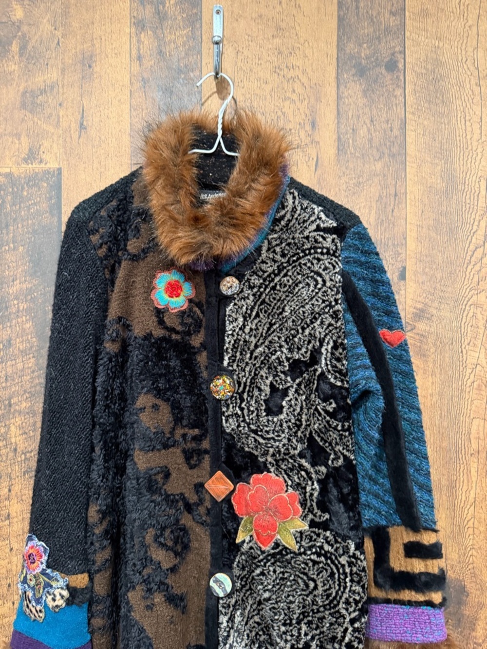 Vintage Lee Andersen patchwork retro funk fur size 1 EUC - Picture 3 of 12